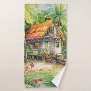 Tropical Beach House Bungalow Bath Towel Set