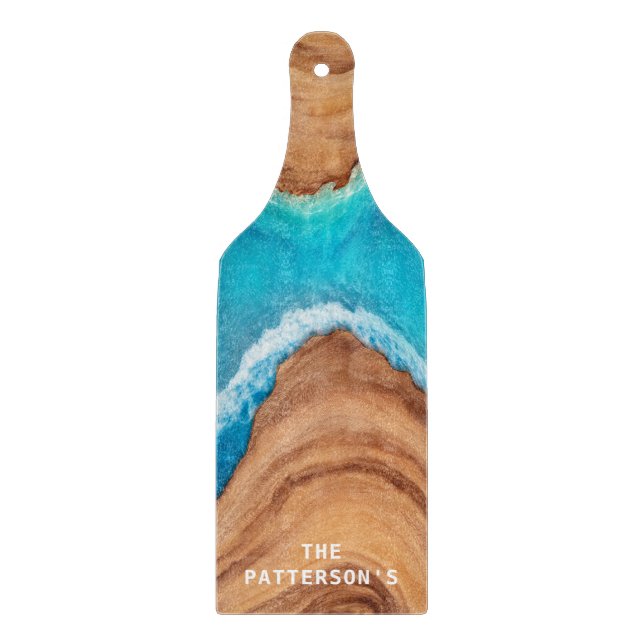 Tropical Beach House Personalised Name Gift Cutting Board (Front)