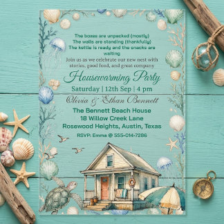  Tropical Beach Housewarming Coastal Breeze Ocean  Acrylic Invitations