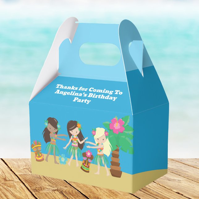 Tropical Beach Hula Dancing Luau Birthday Party Favour Box (Creator Uploaded)