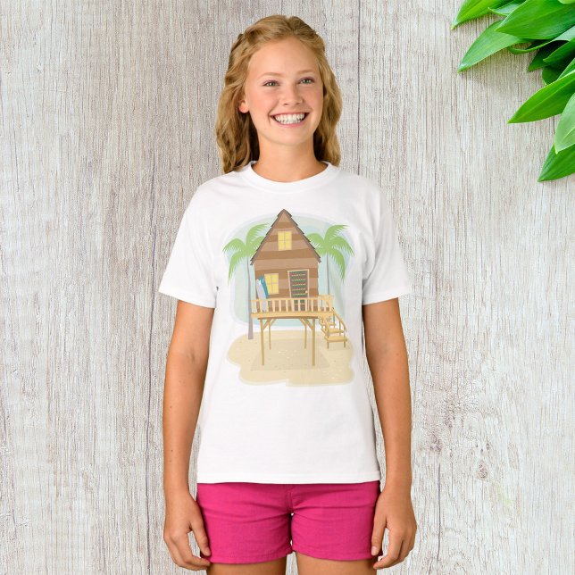 Tropical Beach Hut Surfboards and Palm Trees T-Shirt (Creator Uploaded)