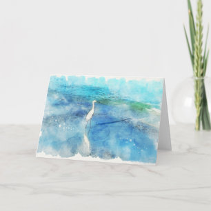 Tropical Beach in Teal Aqua Turquoise Blue Card