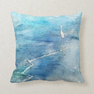 Tropical Beach in Teal Aqua Turquoise Blue Cushion