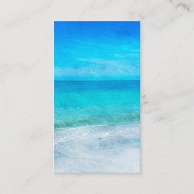 Tropical Beach in Teal Aqua Turquoise Blue Florida Business Card (Front)