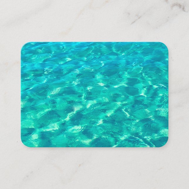 Tropical Beach in Teal Aqua Turquoise Blue Water Business Card (Front)