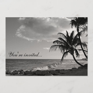 Tropical Beach Invitation in Black and White