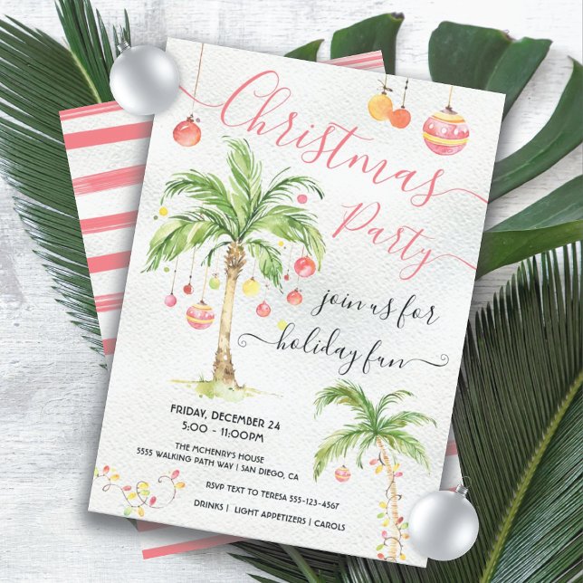 Tropical Beach Island Christmas Party Invitation (Creator Uploaded)
