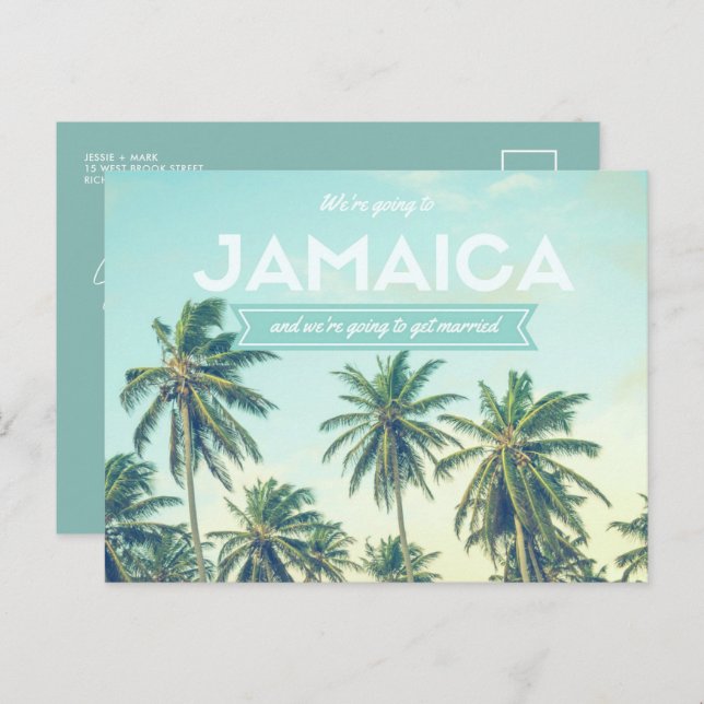 Tropical Beach Jamaica Wedding Save the Dates Announcement Postcard (Front/Back)