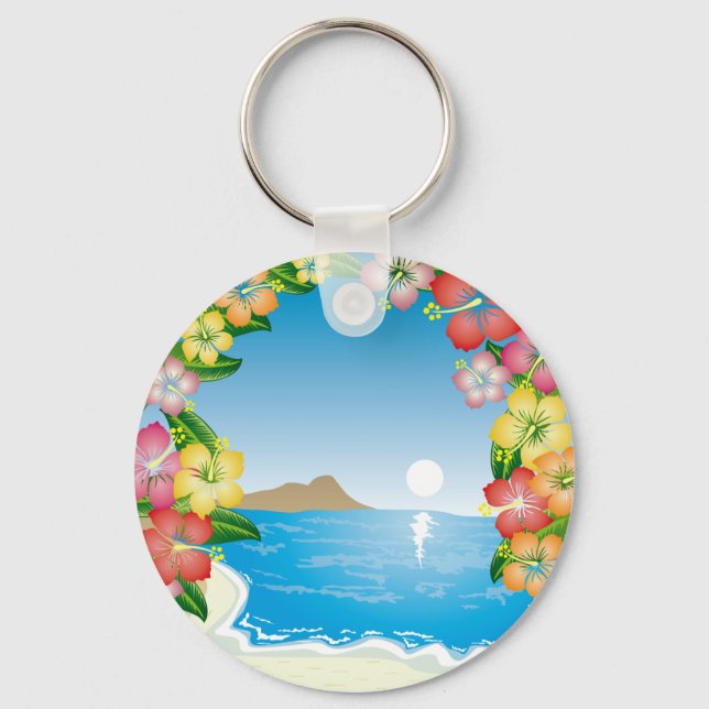 Tropical Beach Key Ring (Front)