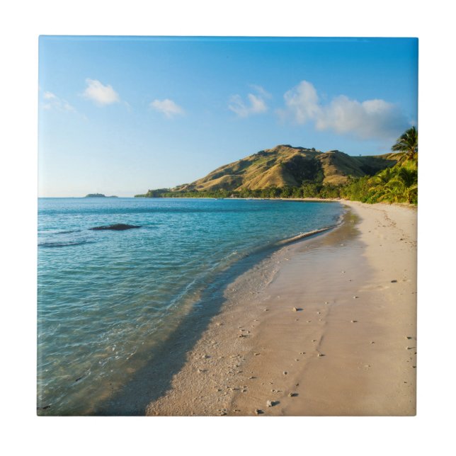 Tropical Beach Landscape, Fiji Ceramic Tile (Front)
