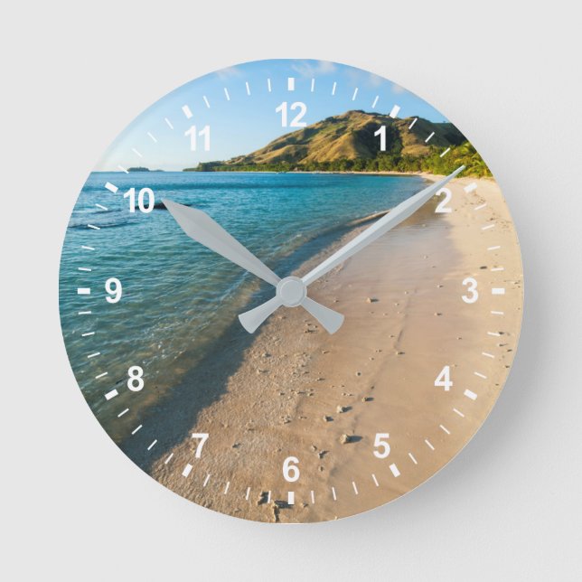 Tropical Beach Landscape, Fiji Round Clock (Front)