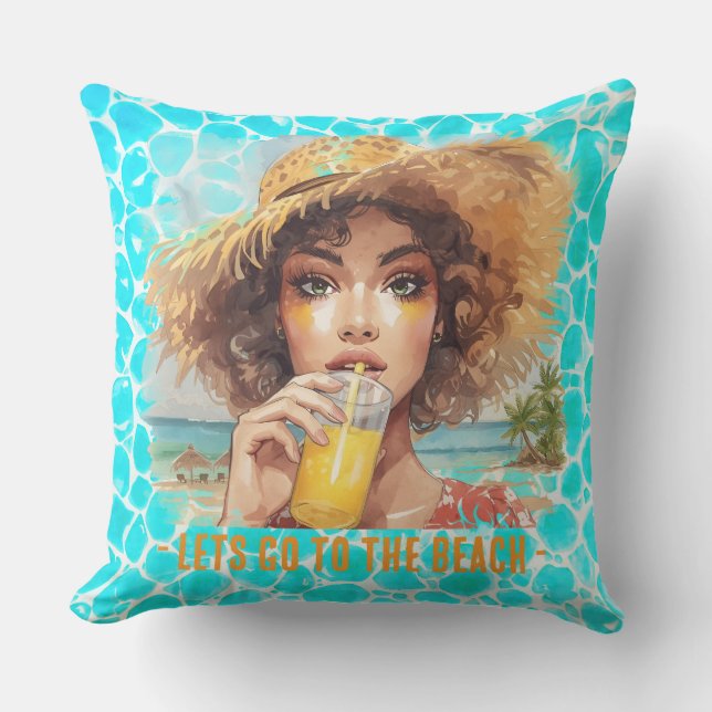 Tropical Beach, Lets Go to The Beach Cushion (Front)