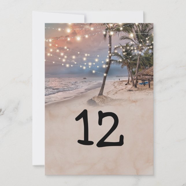 Tropical Beach Lights 5x7 Table Number (Front)