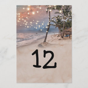 Tropical Beach Lights 5x7 Table Number