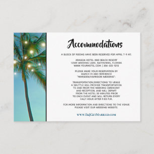 Tropical Beach Lights Ombre Wedding Accommodations Enclosure Card