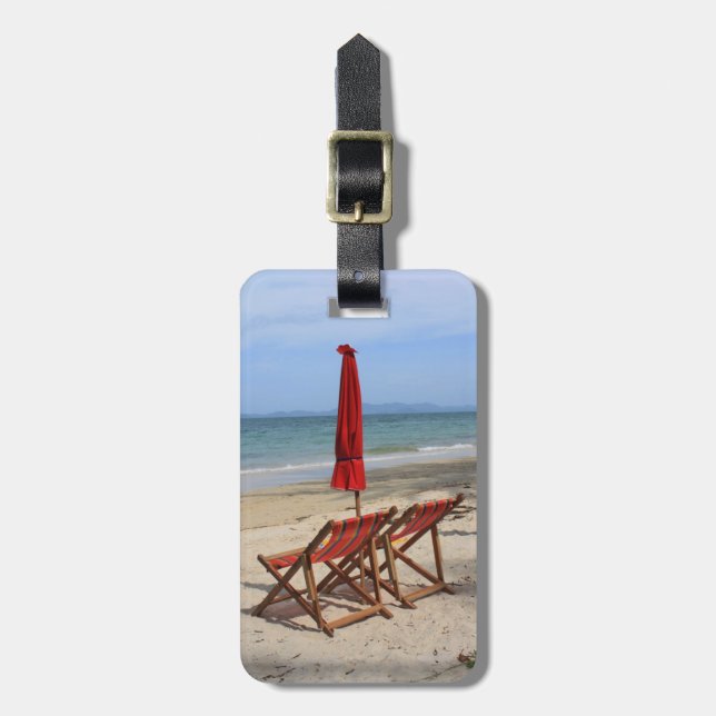 Tropical beach luggage tag (Front Vertical)