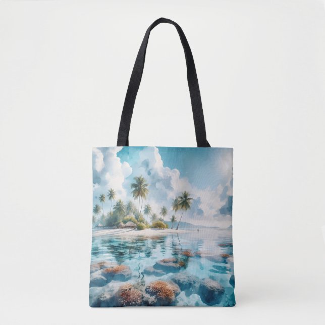 Tropical beach Maldives Modern wedding destination Tote Bag (Front)