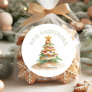 Tropical Beach Mele Kalikimaka Christmas Tree Classic Round Sticker