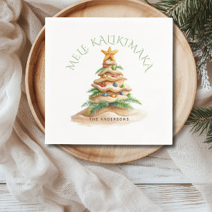 Tropical Beach Mele Kalikimaka Christmas Tree  Napkin