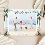 Tropical Beach Mele Kalikimaka Photo Christmas Holiday Card<br><div class="desc">A modern and trendy Mele Kalikimaka photo Christmas card template. This tropical holiday card features watercolor palm tress,  hibiscus flowers and a sand beach scene. A great way to send your Christmas holiday greetings from Hawaii. THE SAMPLE FAMILY PHOTO IS NOT INCLUDED. REPLACE WITH YOUR OWN PHOTO BEFORE ORDERING.</div>