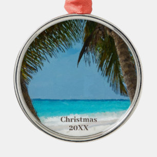 Tropical Beach Metal Ornament
