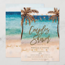 tropical beach modern couples shower invitation