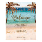 tropical beach modern wedding welcome sign poster