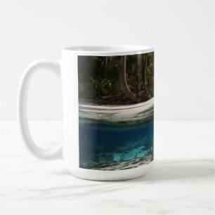 Tropical Beach Mug - Split View Ocean Mug - Above