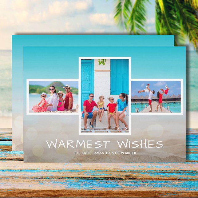 Tropical Beach Multi Photo Christmas Holiday Card (Creator Uploaded)
