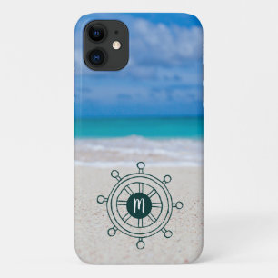 Tropical Beach Nautical Ship rudder Monogram iPhone 11 Case
