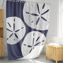 Tropical Beach Navy Blue White Sand Dollar Coastal