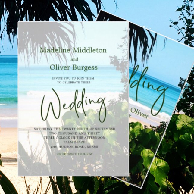 Tropical Beach Ocean Blue Destination Wedding Invitation (Creator Uploaded)