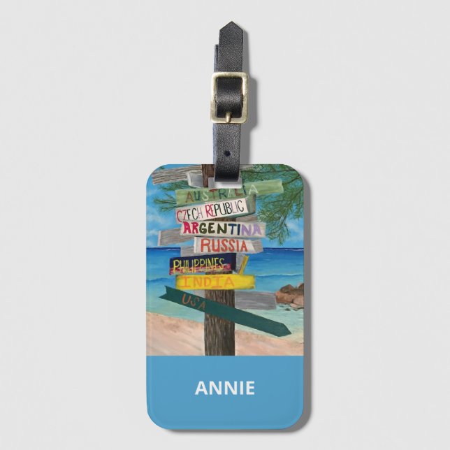 Tropical. Beach Ocean Luggage Tag (Front Vertical)