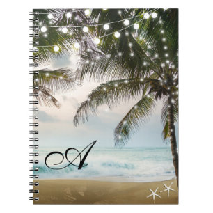 Tropical Beach Ocean Palm Trees & Lights Notebook
