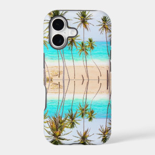 Tropical Beach Ocean Palms with Reflection