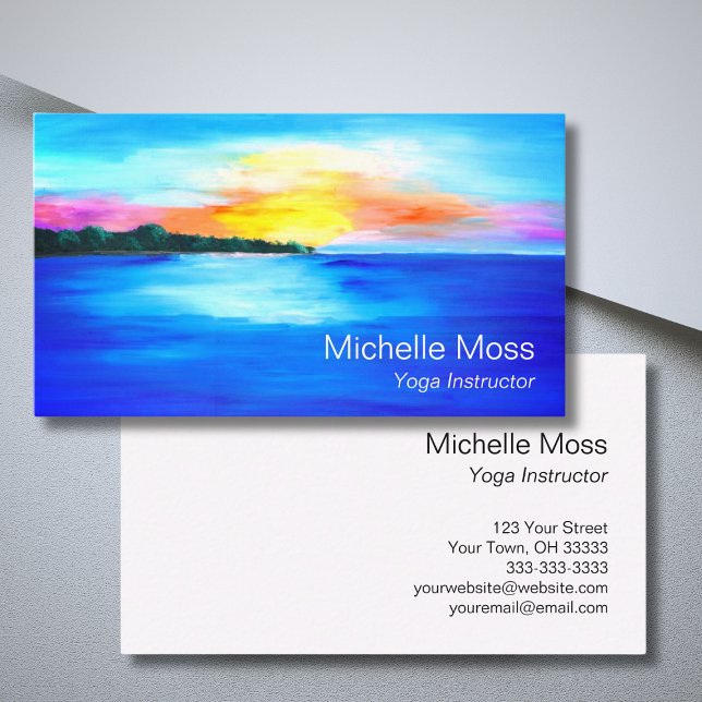 Tropical Beach Ocean Paradise Sunset Business Card (Creator Uploaded)