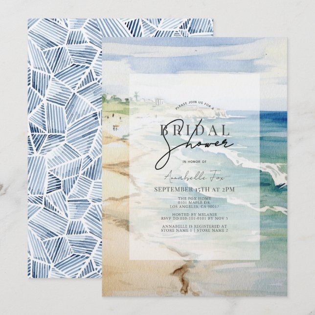 Tropical Beach Ocean Sea Bridal Shower Invitation (Front/Back)