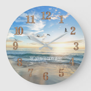 Tropical Beach Ocean Sea Life Quote Personalised Large Clock