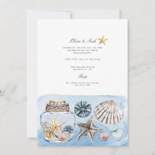 Tropical Beach Ocean Shell Engagement Invitation