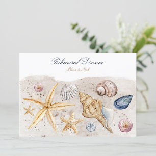 Tropical Beach Ocean Shell Rehearsal Dinner Card