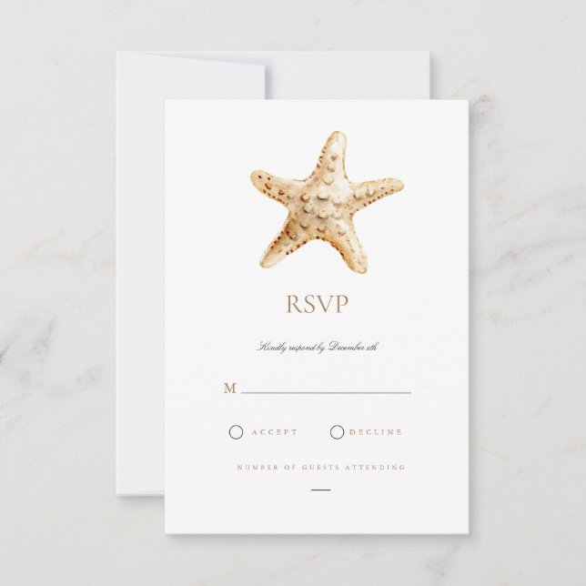 Tropical Beach Ocean Shell RSVP Card (Front)