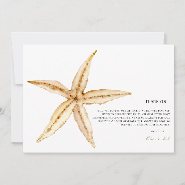 Tropical Beach Ocean Shell Thank you Card (Front)