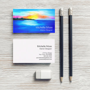 Tropical Beach Ocean Sunset Interior Designer Business Card