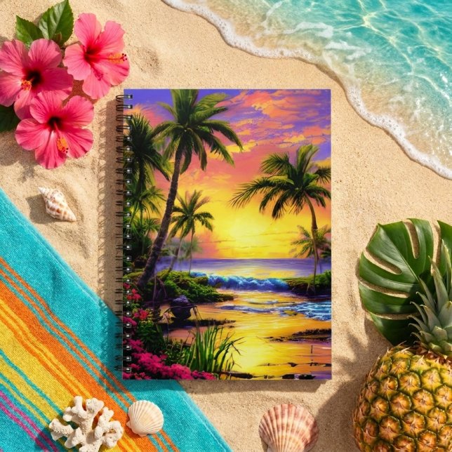 Tropical Beach, Ocean Sunset Notebook (Creator Uploaded)