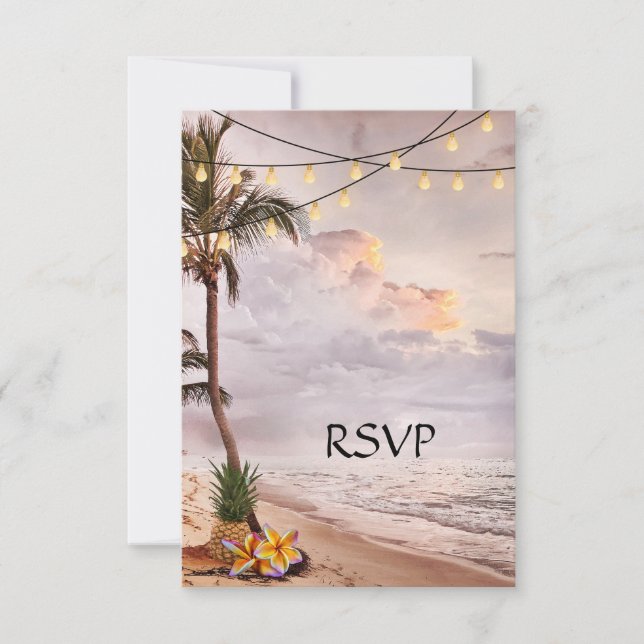 Tropical Beach or Destination Wedding RSVP Card (Front)