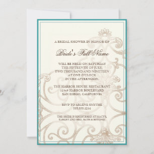 Tropical Beach Orchid Floral Vintage Bridal Shower Invitation