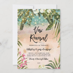 tropical beach orchids vow renewal invitation