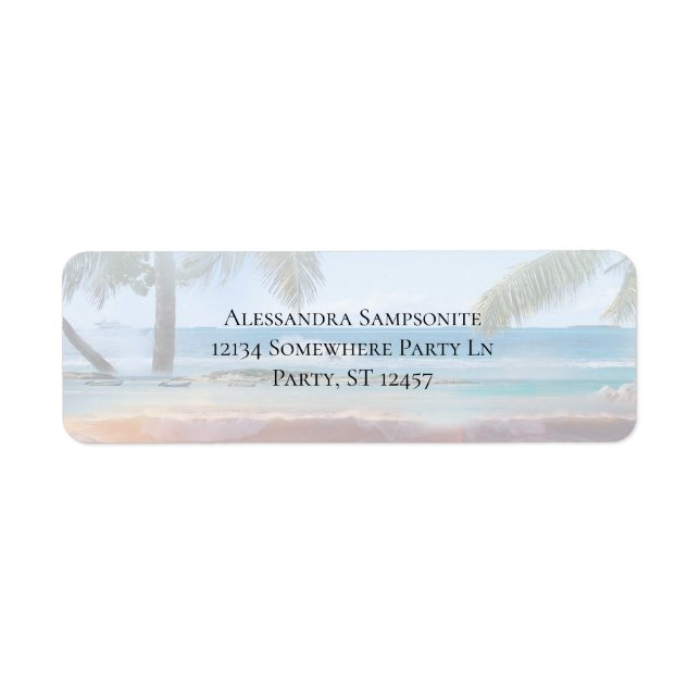 Tropical Beach Palm Destination Return Address Label (Front)