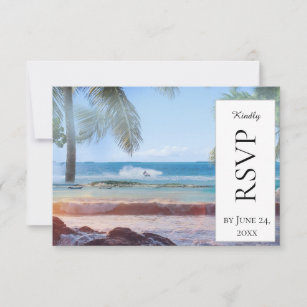 Tropical Beach Palm Destination Wedding Meal V2 RSVP Card