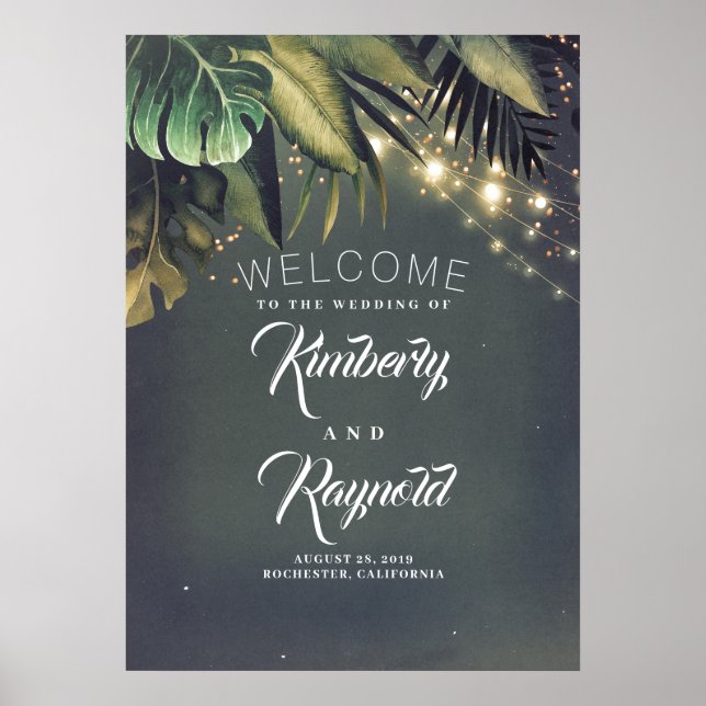 Tropical Beach Palm Leaf Welcome Sign (Front)